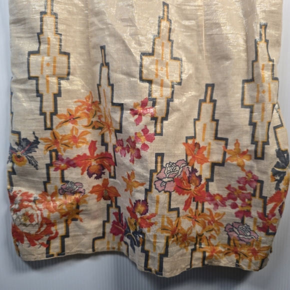 Free People Floral "The Big Bang" Metallic Aztec Mini Sleeveless Dress Size 6/Sm - Picture 8 of 16